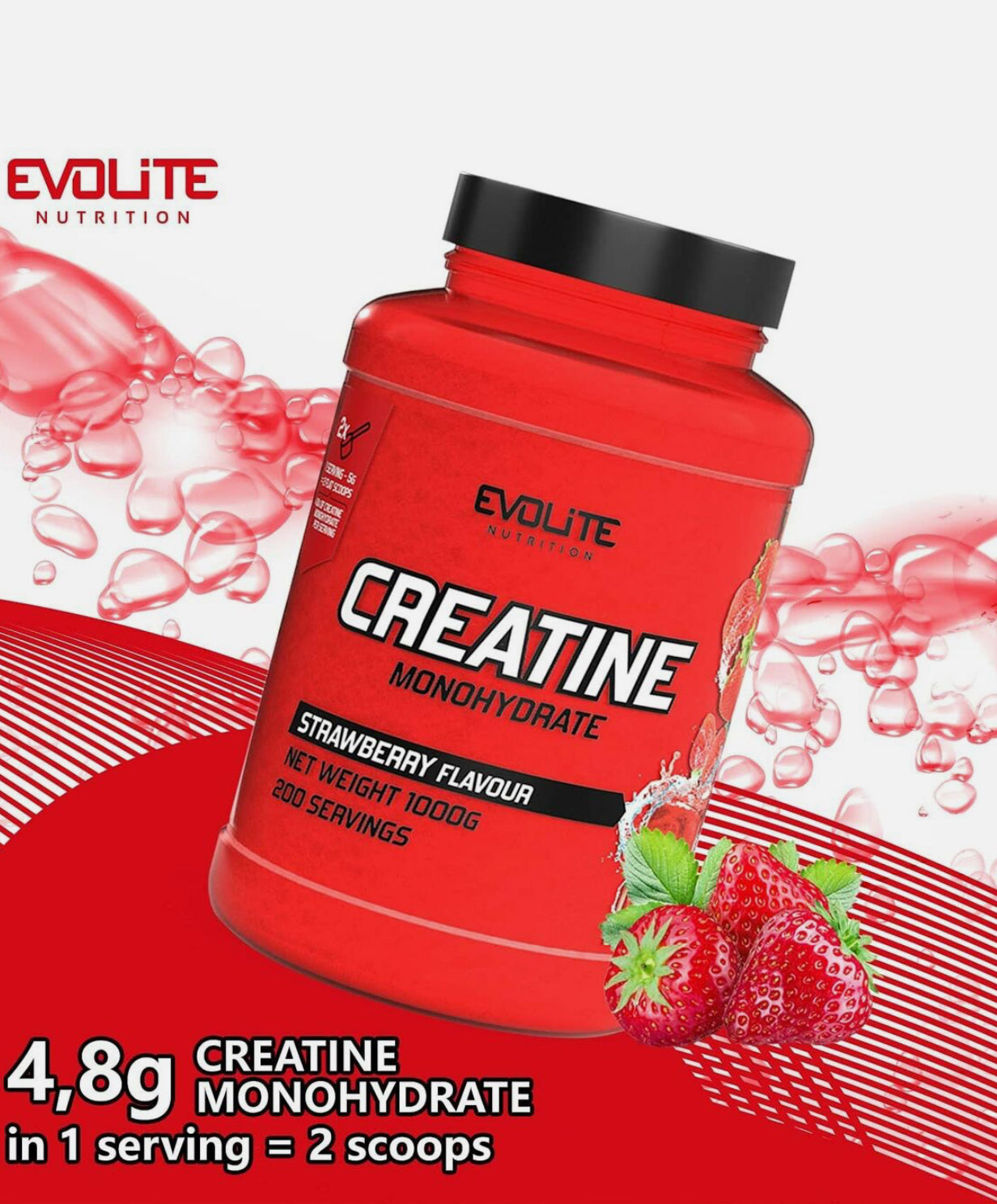 Evolite Creatine Monohydrate Strawberry 1000g | Megapump