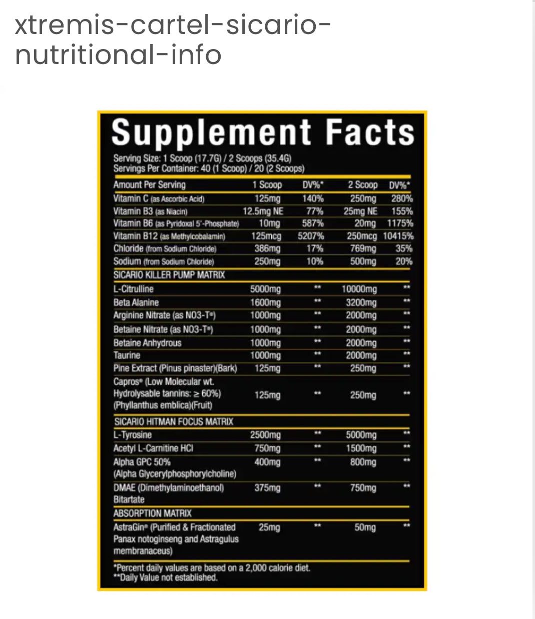 Xtremis Cartel Sicario Non Stim Pre workout info | Megapump