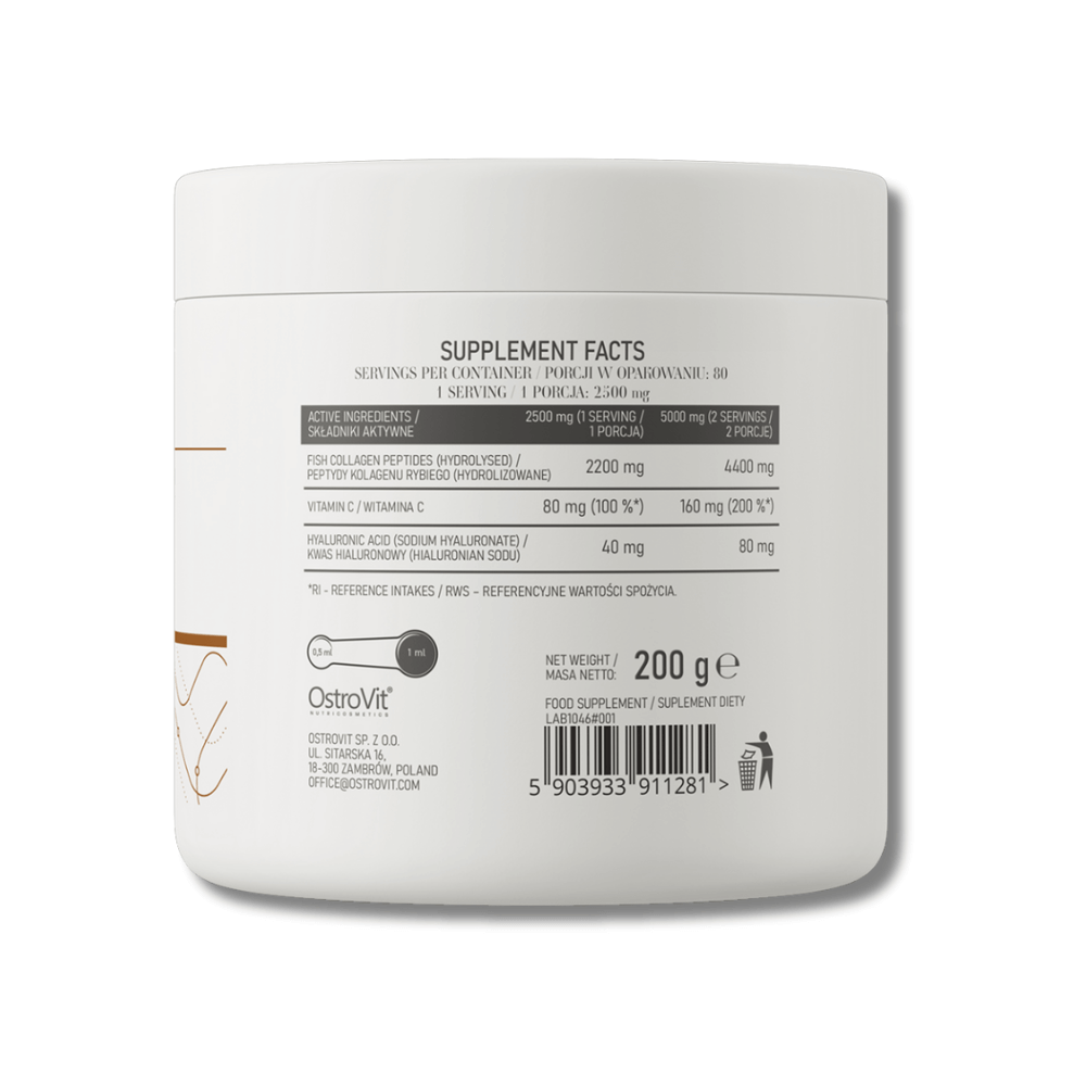 Ostrovit Marine Collagen hyaluronic Acid Supplement Facts | Megapump