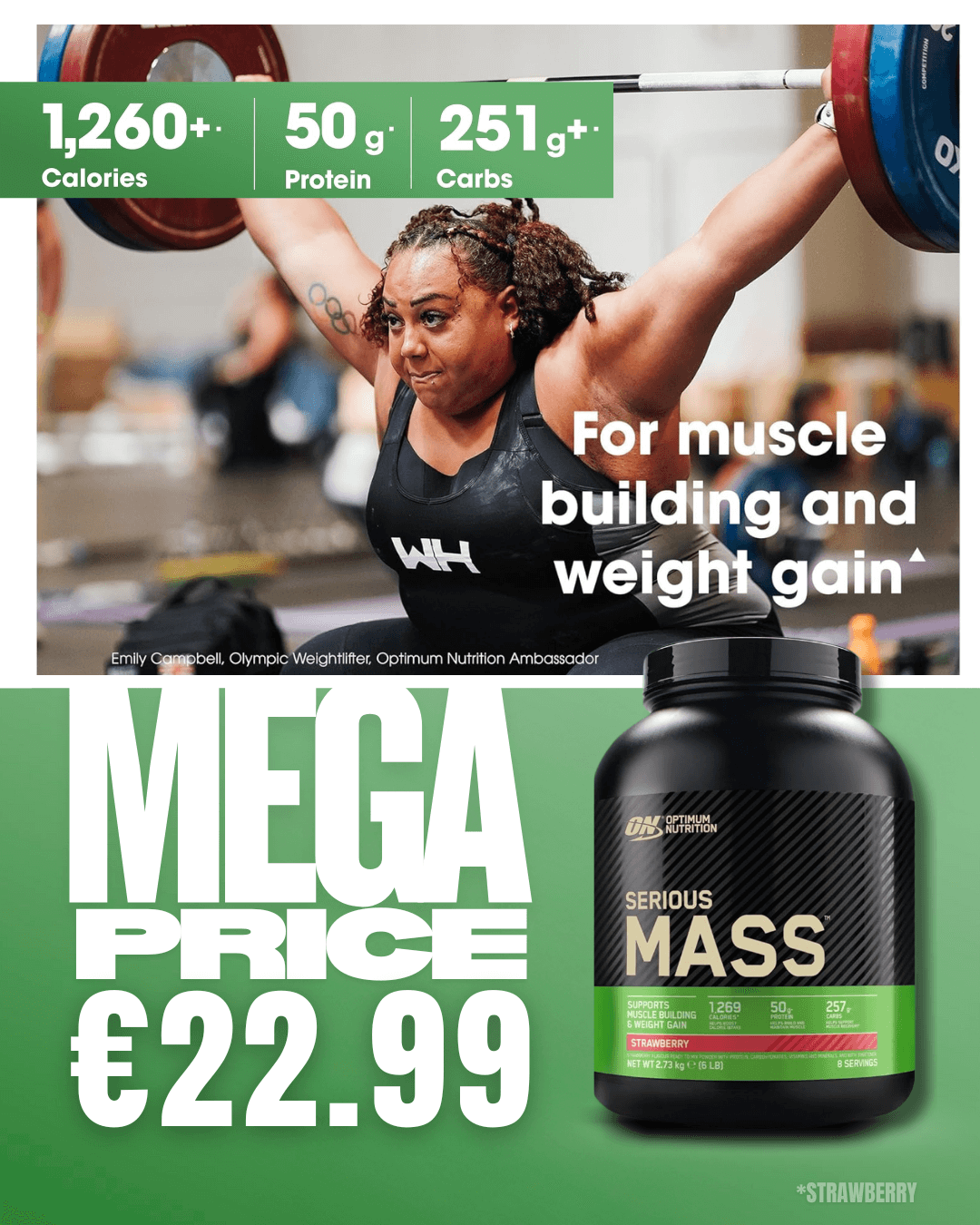 Serious Mass 2.73 kg Optimum Nutrition Mega offer | Megapump