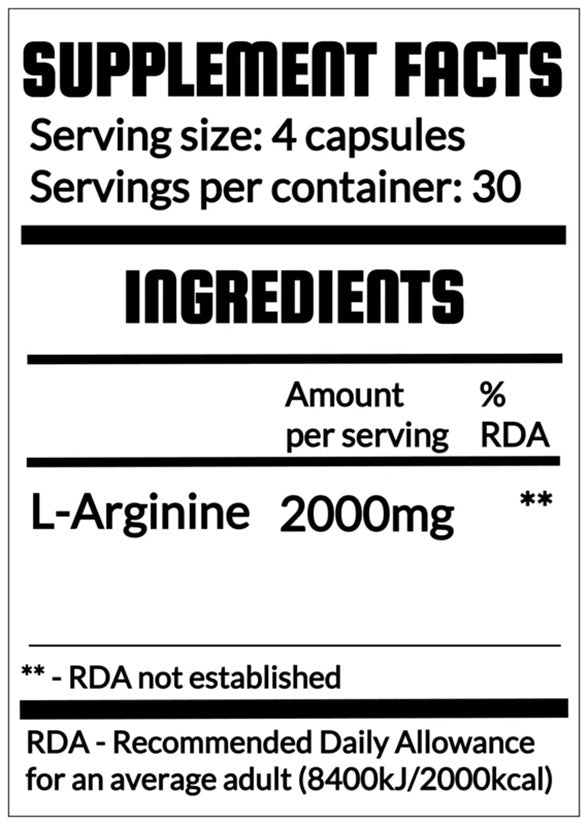 Arginine 500mg QRP Nutrition 120 capsules supple info | Megapump