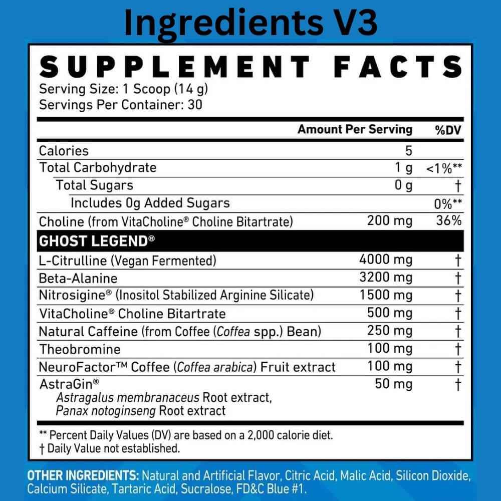 Ghost Legend V3 Pre-workout ingredients | Megapump