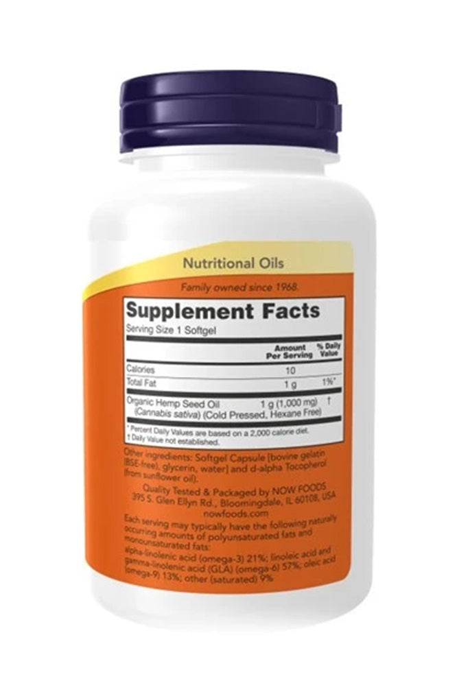 Hemp Seed Oil Organic 1000mg 120 softgels Now Foods | Megapump
