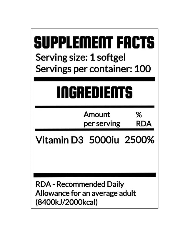 QRP Nutrition Strong Vitamin D3 5000iu 100 capsules supple info | Megapump