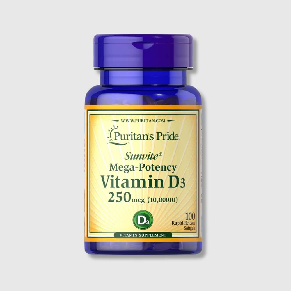 Vitamin D3 10.000 IU (250 mcg) Puritans Pride - 100 softgels | Megapump