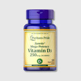 Vitamin D3 10.000 IU (250 mcg) Puritans Pride - 100 softgels | Megapump