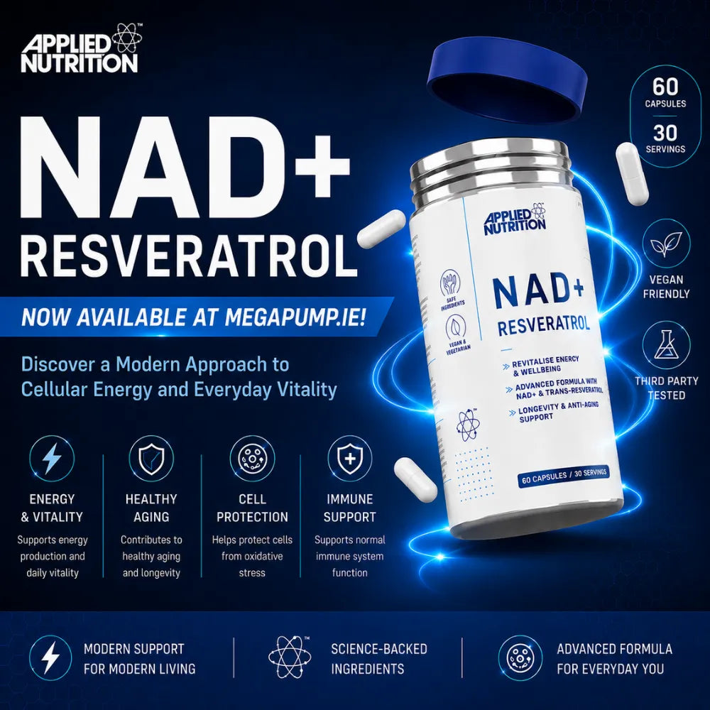 Applied Nutrition NAD+ Resveratrol Now Available at MegaPump.ie – Support Cellular Energy & Healthy Ageing