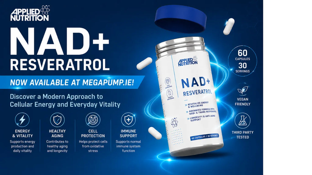 Applied Nutrition NAD+ Resveratrol Now Available at MegaPump.ie – Support Cellular Energy & Healthy Ageing
