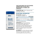 NAD+ Resveratrol Applied Nutrition Nutritional Information | Megapump