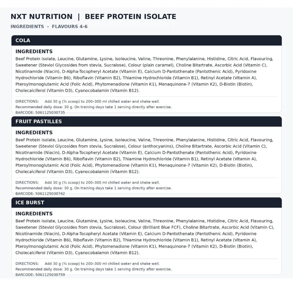 NXT Beef Protein Isolate Professional ingredients | Megapump