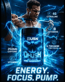 USN Qhush black pre workout 220 g, 20 servings | Megapump