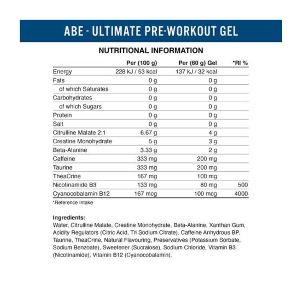 ABE Ultimate Pre Workout Gel Applied Nutrition Megapump