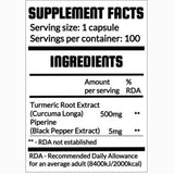 Curcumin Turmeric 500mg ingredients QRP Nutrition | Megapump