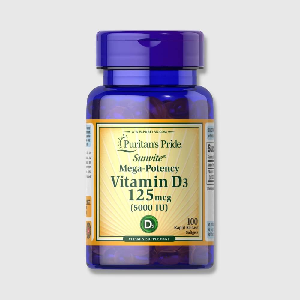 Puritan's Pride Vitamin D3 5000 IU - 100 Softgels | Megapump