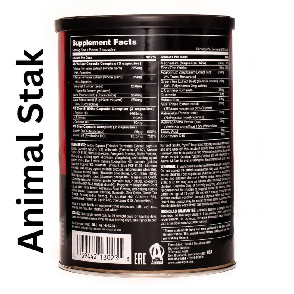 Universal Nutrition Animal STAK ingredients| Megapump