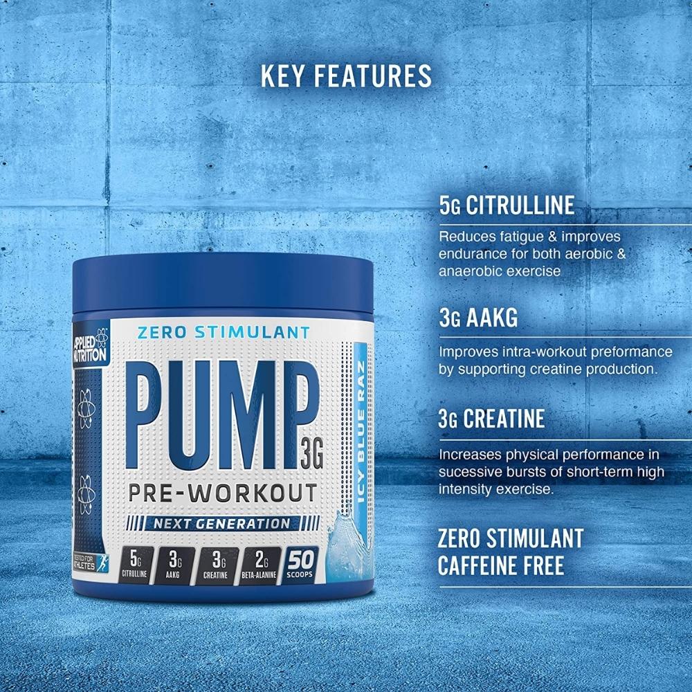 Applied Nutrition PUMP 3G Pre-workout Zero Stimulant ingredients | megapump