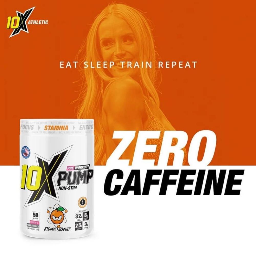 10X Pump Non Stim Pre Workout zero caffeine | Megapump