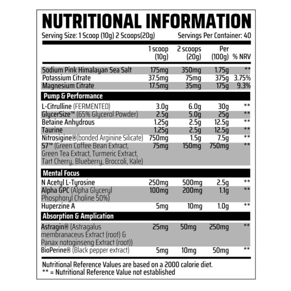 Chemical Warfare Nitro Pump Pre workout 400g Megapump