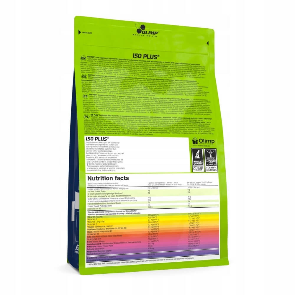 ISO Plus Powder 1505g nutrition information - Megapump