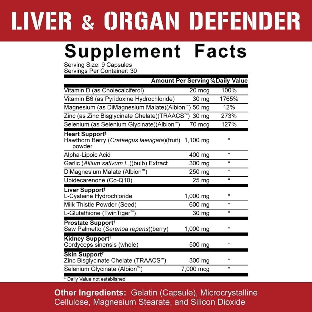 Liver and Organ Defender Rich Piana 5% Nutrition ingredients | Megapump
