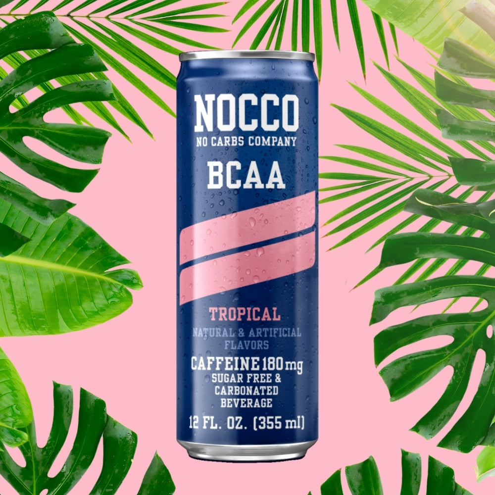 NOCCO BCAA Energy Drink Caribbean Pineapple - 12 Fl Oz (Pack of 12) - 180mg  Caffeine, Sugar Free